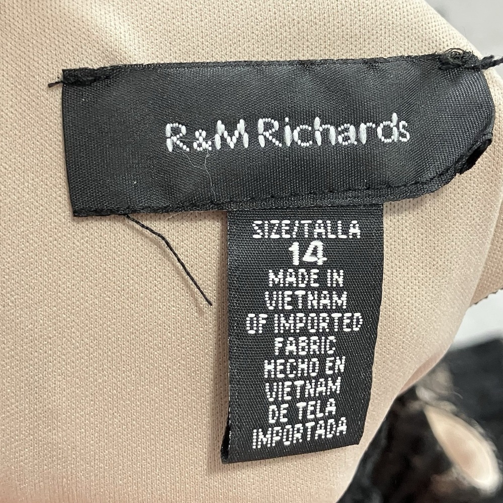 R&M Richards Lace Pleated Halter Dress Women Size Black Beige Formal Midi Slit - Picture 7 of 10
